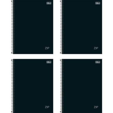 Imagem de Caderno Espiral 1 matéria 80 fls Kit 4un Capa Dura Preto Tilibra Escol
