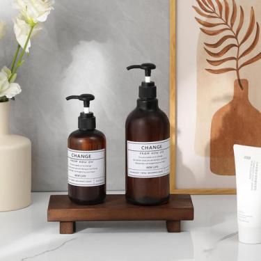 Imagem de Bandeja de madeira, suporte de pedestal, decoração de banheiro de faze