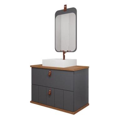 Imagem de Gabinete de Banheiro Milano 80 com Espelho Monet Titanium/Freijo - MGM