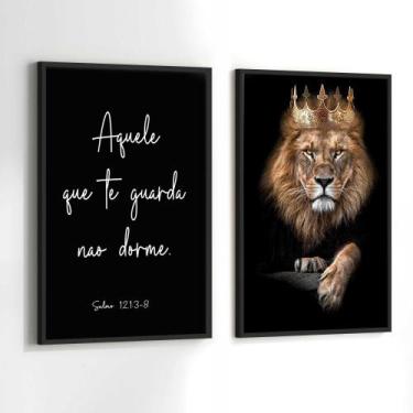 Imagem de Conjunto Quadros Decorativos com Moldura Leão de Judá Aquele que te Gu