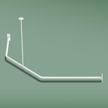 Imagem de Naiture varão de cortina de chuveiro neo-angular de alumínio com suporte de teto, 46 x 66 x 76 cm (tamanho da parede do equivalente: 122 cm x 91 cm), acabamento branco brilhante