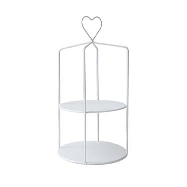 Imagem de Suporte de bolo duplo deck rack de chá da tarde decoração de festa de casamento mesa de sobremesa lanche armazenamento de bolo prateleira de bolo prato de bolo doces cupcake sobremesa prateleiras (cor