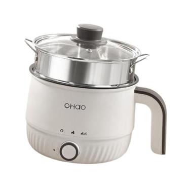 Imagem de IEUDNS Panela elétrica antiaderente portátil para cozinhar ramen, mini panela multifuncional para aveia, arroz, sopa, ensopados e ensopado, com Vaporizador de aço