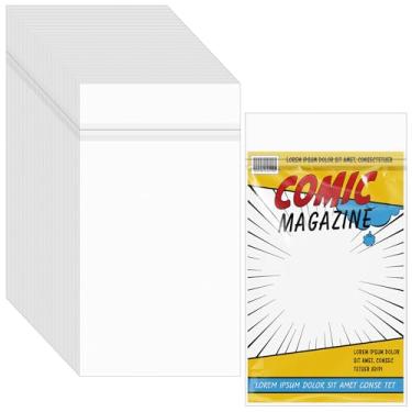 Imagem de Miraclekoo 100 peças de sacos de celofane autovedantes de 16,97 x 26 cm, mangas de plástico transparente para proteção atual de armazenamento de coleção de quadrinhos