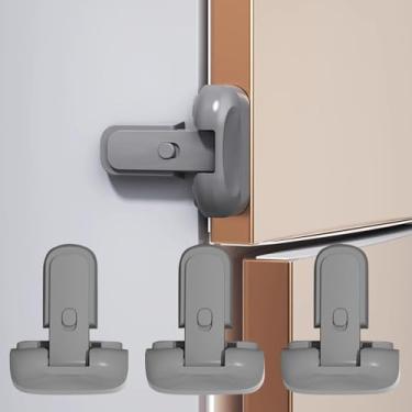 Imagem de Fechaduras de geladeira para crianças, pacote com 3 cadeados infantis para geladeira, trava adesiva 3M para freezer, trava bloqueável/fechada, 2 modos, trava de geladeira para crianças, animais