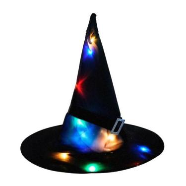 Imagem de Chapéu Bruxa Feiticeira C/ Led Colorida Acessório Halloween - Fantasia