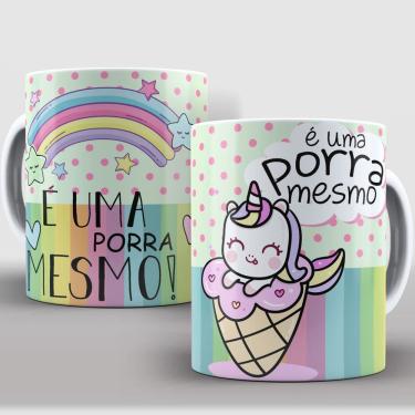 Imagem de Caneca Divertida de Porcelana – Estampa Unicórnio Indelicado