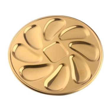 Imagem de FytStycale Prato para Ostras de 23 Cm com 8 Ranhuras para Conchas, Prato para Aperitivos, Durável, para Churrascos No Jardim, Prato Acessório, Versátil, Dourado, Tamanho real