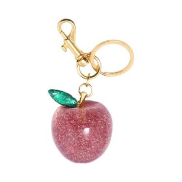Imagem de Chaveiro de Maçã de Cristal Vermelho - Pingente Moderno para Bolsa e M