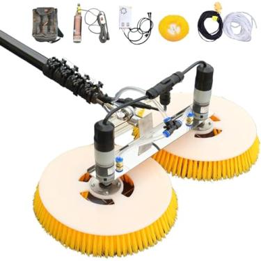 Imagem de Escova De Limpeza De Painel Solar 70 Cm Escova De Limpeza Rotativa De Cabeça Dupla Limpador De Painel Fotovoltaico Elétrico Escovas De Limpeza De Painel Solar Telescópicas Has, 5M/16.4FT