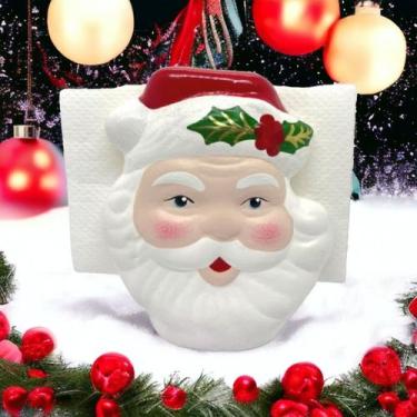 Imagem de Porta Guardanapo Rosto do Papai noel de Ceramica Natal - Hp Decor
