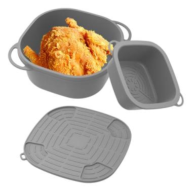 Imagem de FALESOUL Silicone para fritadeira de vidro portátil Ninja Crispi, 2 peças de forros de airfryer para recipientes de vidro de 4 litros e 6 xícaras, acessórios para airfryer, seguro para lava-louças