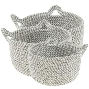 Imagem de Cestas de tecido para armazenamento, cesta de corda de algodão, cesta decorativa para organizar cestas de armazenamento para sala de estar, quarto, sala de jantar (03)