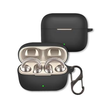 Imagem de Capa para fones de ouvido Moto Buds Loop 2025, capa protetora FJIASTB de silicone macio à prova de choque com mosquetão para fones de ouvido Motorola (preto)