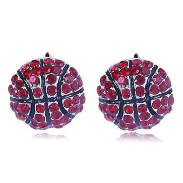 Imagem de Brincos de futebol feminino com strass, basquete, beisebol, futebol, rúgbi, voleibol, hip hop, cristal, brilhante, esportes, brincos, futebol, mãe, dia de jogo, acessórios de joias, Large, Metal, Sem