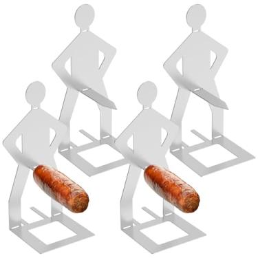 Imagem de Suporte divertido de cachorro-quente, versátil, resistente e hilário em forma de homem para churrasco, portátil, acessório reutilizável para churrasqueira, presente de mordaça para pai, homens