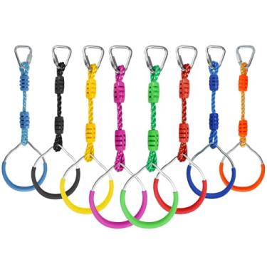 Imagem de 8 Colorful Ninja Rings Fitness Gymnastic Rings Backyard Playground Training Equipment Play Set For Kids Adult, Funny Jungle Gym Fist Swing Monkey Bars Ninja Warrior Obstacle Course Trapeze Accessories