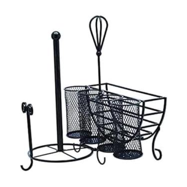 Imagem de Suporte de papel toalha e talheres para piquenique Gourmet Basics by Mikasa Avilla, preto antigo