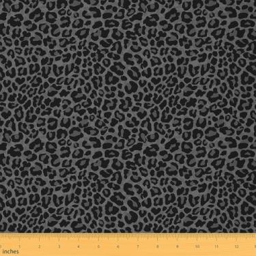 Imagem de Erosebridal Tecido de estofamento de chita africana, tecido com estampa de leopardo por jarda, tecidos decorativos de pele de animal cinza, decoração de ambientes internos e externos, 1 jarda
