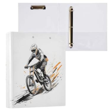 Imagem de Fichário com 3 argolas para ciclistas de montanha de 3,8 cm, fichário com 200 folhas para mulheres, homens, escritório, crianças, material escolar, 1 pacote