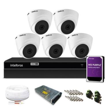 Imagem de Kit Câmera Intelbras com 5 Câmeras de Segurança Dome 1080p, Com HD Int