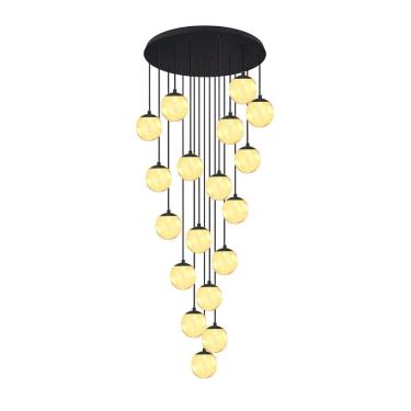 Imagem de Pendente Moderno Preto 18 Globos Pé Direito Duplo Escada Vid