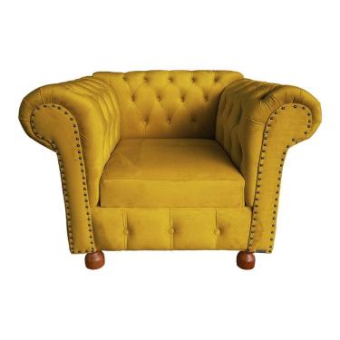 Imagem de Poltrona Chesterfield Capitone Luis XV Suede Amarelo /  Decoracao , Sala estar, tv, recepção, barbearia