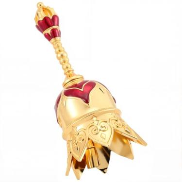 Imagem de GORGECRAFT Sino de mão dourado liga metálica esmalte vermelho super alto corações de lótus tibetano sólido serviço de mesa de chamada sinos para casamento idosos cabeceira restaurante hotel jantar