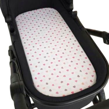 Imagem de Colchão para Carrinho Moises Colchonete Bebê Menino Menina com Capa Removível e Espuma(CORAÇÃO ROSA)