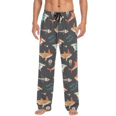 Imagem de Calça de pijama Ollabaky Halloween Shark Jellyfish Fishbone Masculina