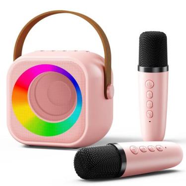 Imagem de Máquina de karaokê Niskite Mini para crianças com 2 microfones sem fio