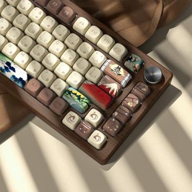 Imagem de COSTOM Cute PBT Keycaps - Custom Japanese Fuji MOA Profile Keyboard Key Caps 60 65 75 100 Percent, Colorful Dye-sub Round PBT Keycap Set(129 Keys) for Full-size/TKL/75%/65%/60% Mechanical Keyboard