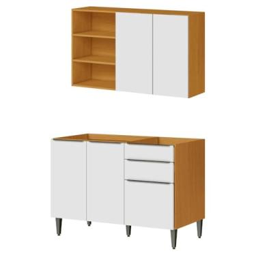 Imagem de Armario Aereo E Balcao Para Pia 120 cm Cinamomo Branco Armoveis