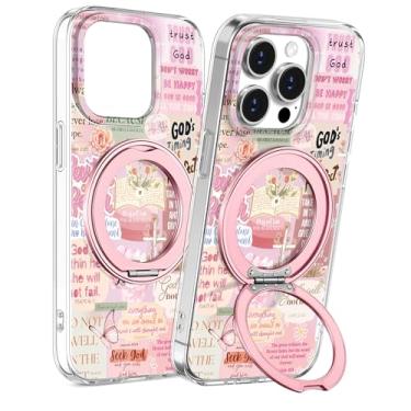 Imagem de Loheckle Capa para iPhone 15 Pro Max - Compatível com MagSafe Stand Mulheres Meninas Bonito Transparente Feminino Estética Kawaii Design Exclusivo Proteção TPU Macio Capa com Suporte Integrado para