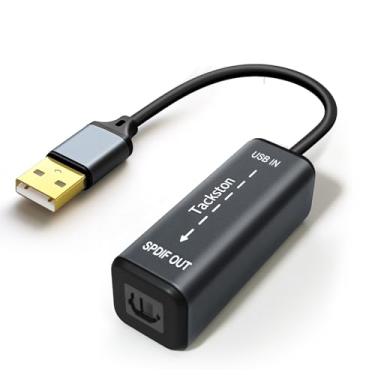 Imagem de Tackston Adaptador USB para áudio óptico de profundidade de amostra de 24 bits, saída óptica de placa de som PC para SPDIF, compatível com laptop, não serve para TV, sinal de áudio apenas de USB para