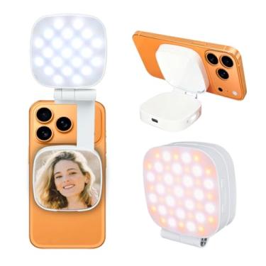 Imagem de Luz de selfie para celular, anel magnético 3 em 1 com espelho, compatível com iPhone MagSafe, luz de preenchimento portátil de beleza para fotografia, maquiagem, TikTok, Zoom