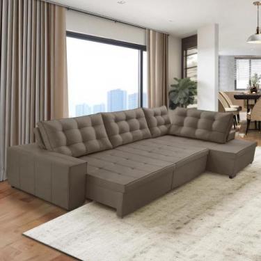 Imagem de Sofá de Canto Retrátil e Reclinável com Molas 3,00x2,00 Jacke Suede Ca