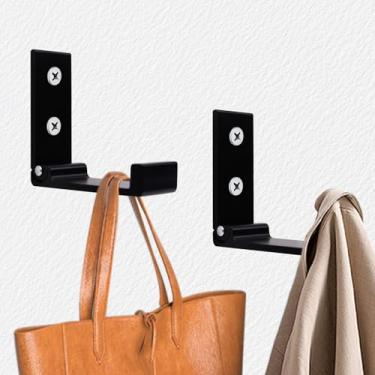 Imagem de 2 ganchos dobráveis para casacos, ganchos de parede para pendurar cabides de toalha, suporte de fone de ouvido de liga de alumínio resistente, gancho sem ferrugem com parafusos para bolsa, chapéu