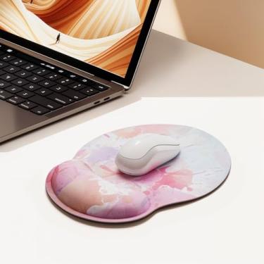 Imagem de Mouse pad de escritório com suporte de pulso em gel – Mouse pad ergonômico para jogos, descanso de pulso com base de borracha antiderrapante para escritório, laptop, computador