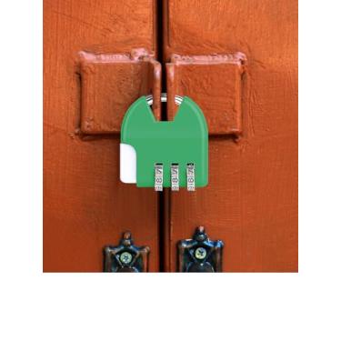 Imagem de Cadeado de combinação de 3 dígitos ao ar livre para escola, academia, esportes, armário, cerca, caixa de ferramentas, armazenamento de ferrolho verde