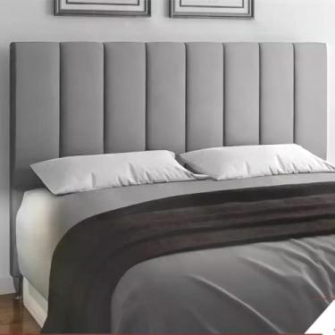 Imagem de Cabeceira Estofada Cama Box King 1,95 Sevilha para Quarto em Suede Cinza - Larbelle