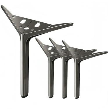 Imagem de SWTOOL Pernas de móveis de metal preto de 20 cm, pés de móveis triangulares resistentes, faça você mesmo, pernas de substituição modernas para armário, sofá, poltrona, conjunto com 4