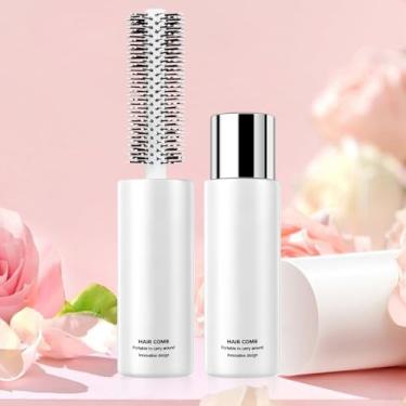 Imagem de CANIPHA Escova redonda para secagem, mini escova de cabelo, escova de cabelo encaracolado, escova de viagem, branca