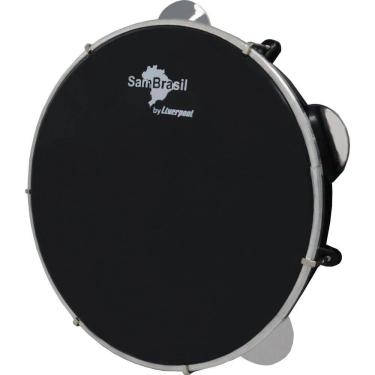 Imagem de Pandeiro 10`` Premium Pele Preta Sambrasil Liverpool Preto