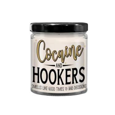 Imagem de Vela de cocaína e prostitutas ideias engraçadas de aniversário de Natal para amigos humor adulto piadas de 255 g cera de soja perfumada de baunilha