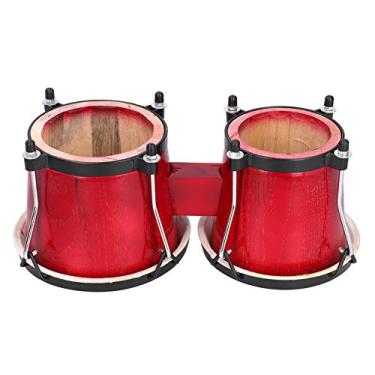 Imagem de RiToEasysports Brinquedo Musical de Tambor Bongo de Madeira Infantil, Com Estilo Requintado, Instrumento Educacional, para CriançAs de Todas As Idades, Madeira Vermelha