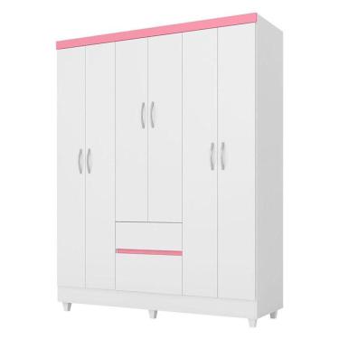 Imagem de Guarda Roupa Infantil Flash 2 Branco Rosa Flex - Demóbile