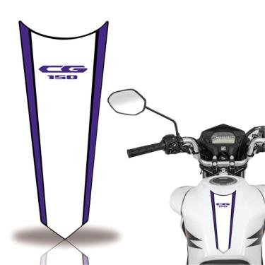 Imagem de Adesivo Faixa Gravata Tanque Moto Cg 160 150 Titan Fan 150 Azul Branco