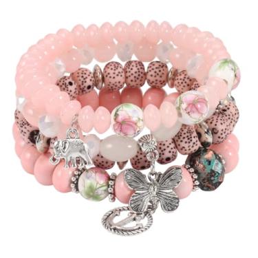 Imagem de Pulseira de contas coloridas multicamadas elásticas para mulheres, conjunto de pulseiras com berloques empilháveis, joias modernas, presentes, One Size, Vidro, Sem Pedra Preciosa