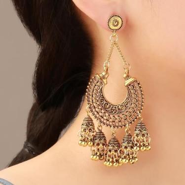 Imagem de Brincos indianos prateados femininos boho bola Chandier Tass declaração brincos pendentes casamento noiva Bl joias presentes ternos indianos vestidos roupas